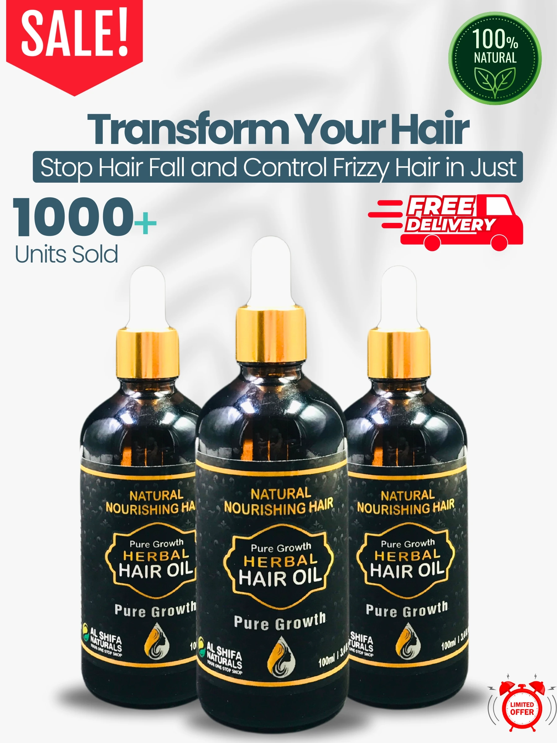 Pure Growth Trio Pack - Natural and Organic Hair Oil